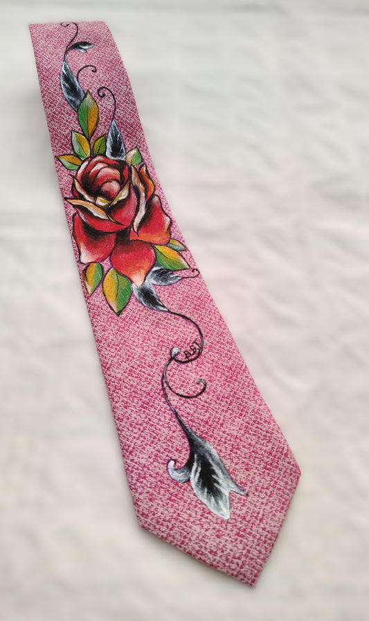 Pink tie tattoo