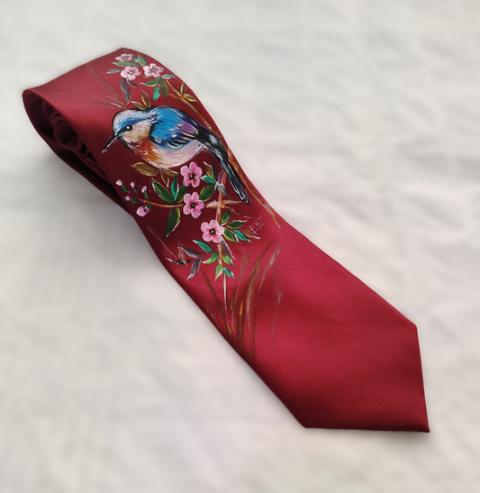 Bird in flowers tie