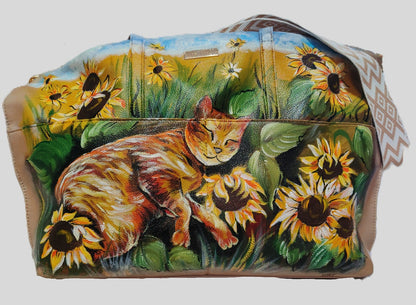 Borsa Lora Ferres gatto sognante nei girasoli