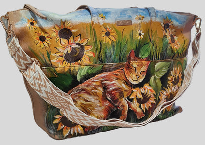 Borsa Lora Ferres gatto sognante nei girasoli